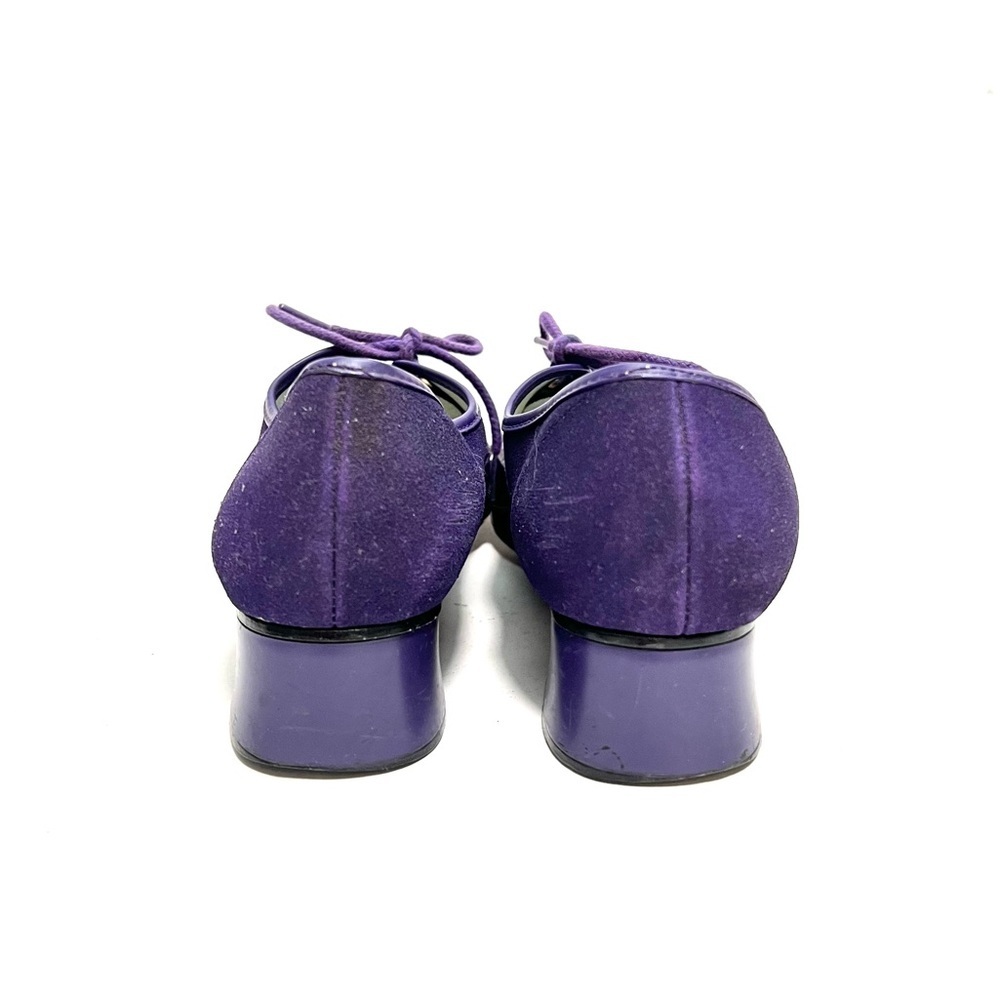 Vintage 1960s purple vegan suede mid lace up heeled oxfords - Picture 7 of 8